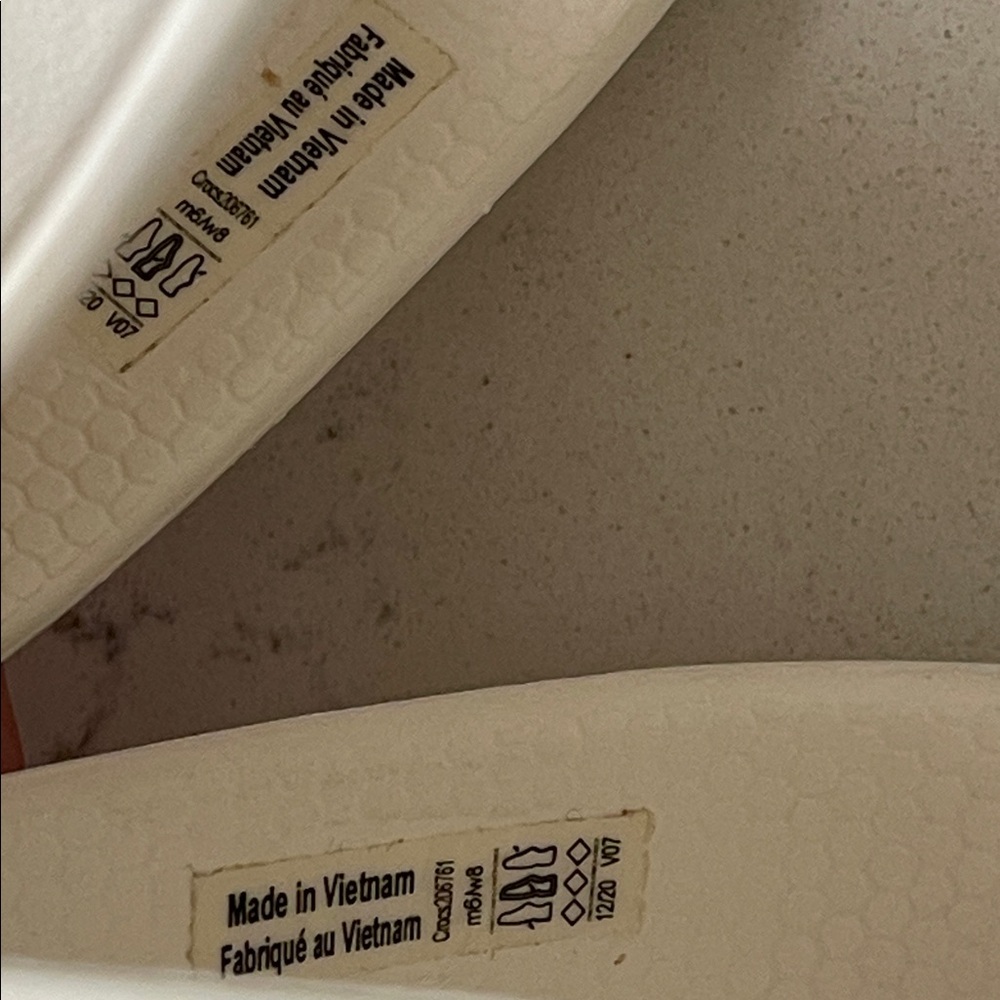 Crocs Classic 206761 Slide Sandals Unisex White Comfort Two-Strap Casual 8W - 6M - Picture 16 of 17